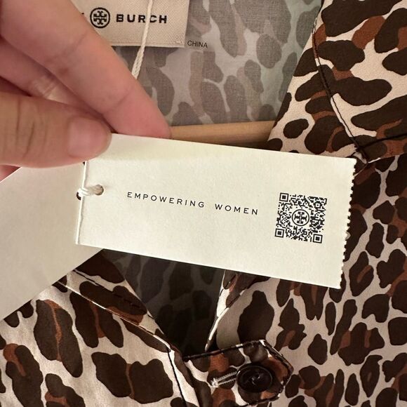 NWT Tory Burch Reva Leopard Print Cotton Poplin Shirtdress Size 4 - Picture 7 of 12